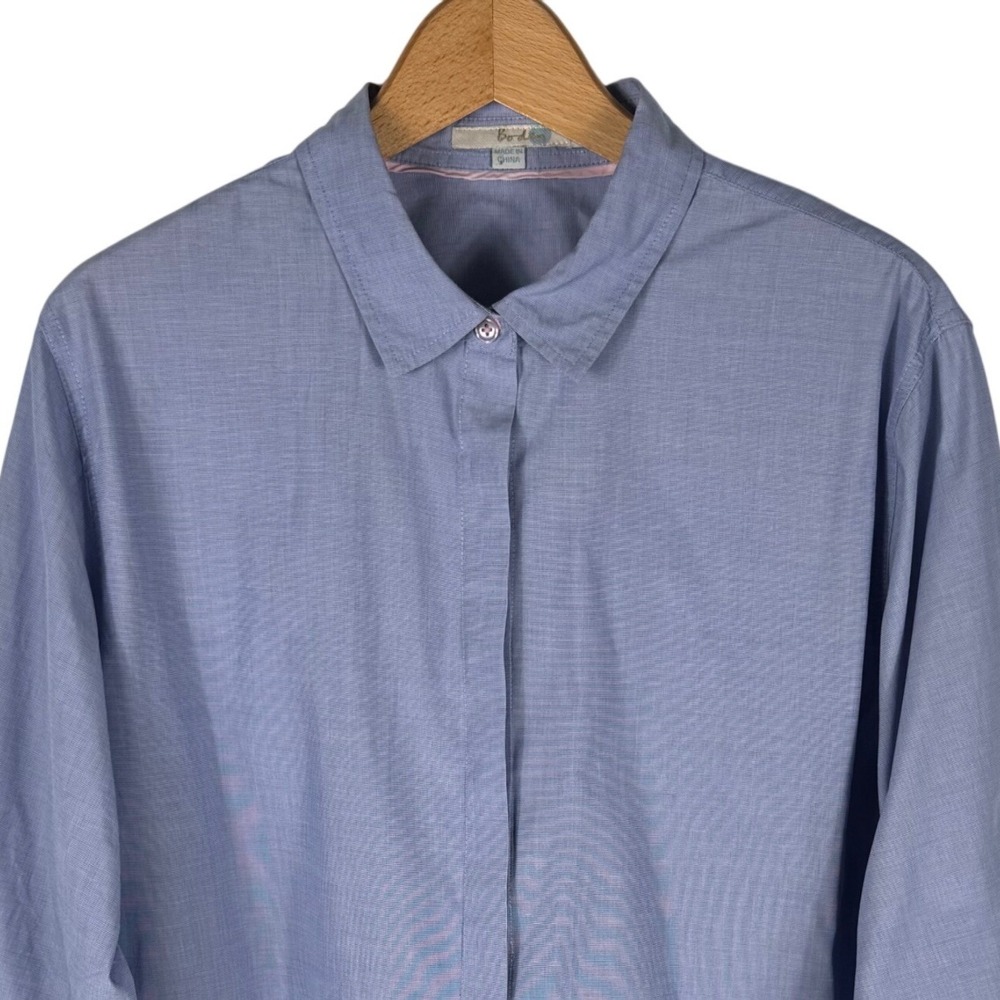 Boden Womens Blue Micro Check Cotton Hidden Button Down Shirt WA629 US 16R - Picture 4 of 7